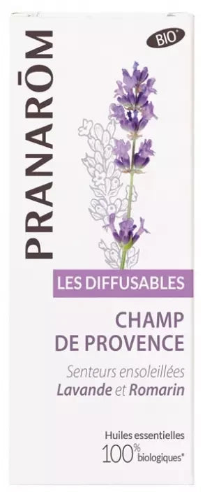 Pranarôm Les Diffusables Mélange d'Huiles Essentielles Bio Pour Diffuseur Champ de Provence Senteurs Ensoleillées Lavande et Romarin Bio (Eco) 30 ml