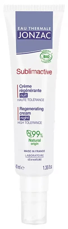 Eau Thermale Jonzac Sublimactive Crème Régénérante Nuit Toutes Peaux Bio 40 ml