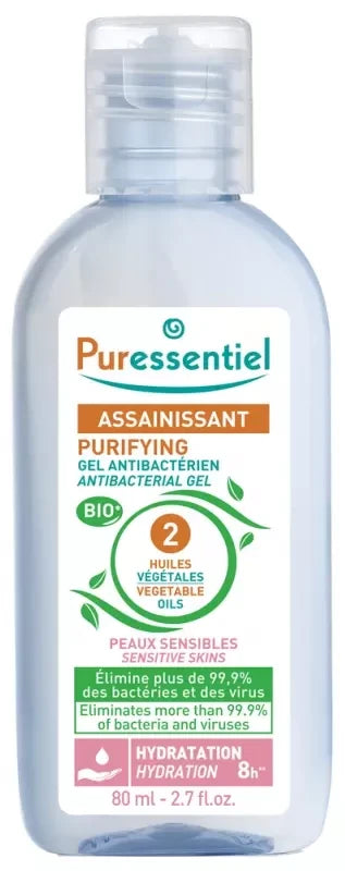 Puressentiel Gel Antibactérien Assainissant "peaux Sensibles" Aux 2 Huiles Végétales Bio - 80 ml