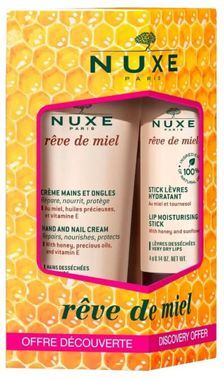 Nuxe Rêve de Miel Crème Mains et Ongles Réparatrice 30 ml + Stick Lèvres 4 g