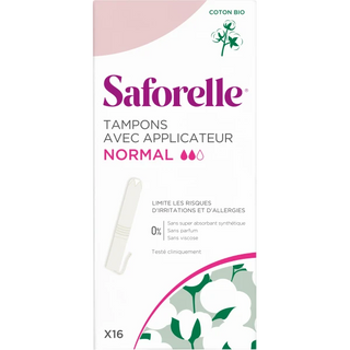 Saforelle Tampons Coton Bio avec Applicateurs Normal x 16