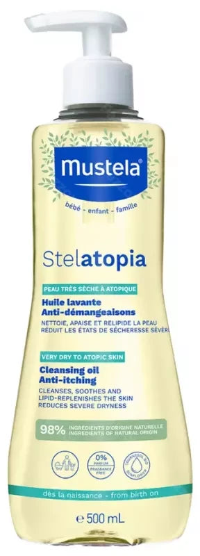Mustela Stelatopia Huile Lavante au Tournesol Bio Peau à Tendance Atopique 500 ml