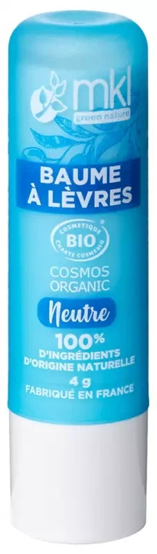 Mkl Green Nature Baume à Lèvres Bio 4 g - 100% Naturel - Goût : Neutre