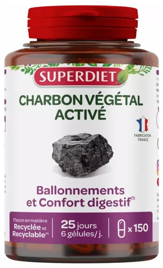 Superdiet Charbon Végétal - Maxi Pot - 150 Gélules