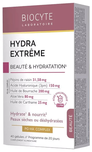 Biocyte Hydra Extrême Beauté & Hydratation Peaux Sèches ou Déshydratées 40 Gélules