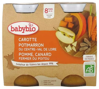 Babybio Carotte Potimarron Pomme d'Aquitaine & Canard Fermier du Poitou