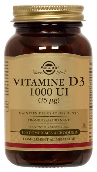 Solgar Vitamine D3 1000 Ui Comprimés à Croquer
