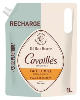 Cavaillès Gel Bain et Douche Lait et Miel Éco-Recharge 1 L