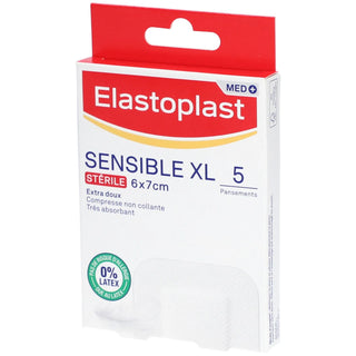 ELASTOPLAST MED+ Pansement Sensible XL sérile 6x7 cm. Boite de 5 pansements