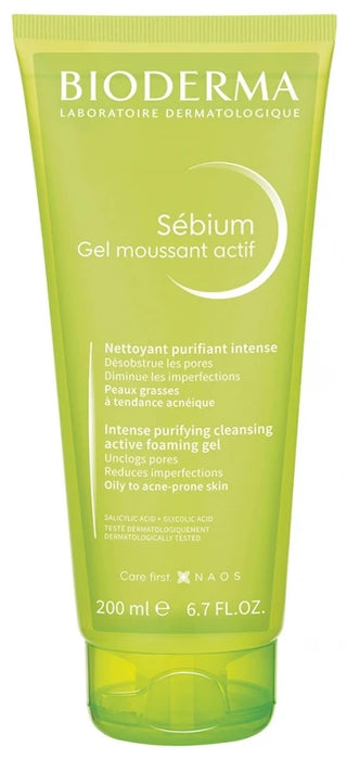 Bioderma Sébium Gel Nettoyant Purifiant Anti-Acné Visage Peaux Mixtes à Grasses 200 ml