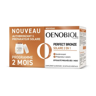 OENOBIOL Perfect Bronze Solaire 2 en 1 Autobronzant et Préparateur Solaire 2 x 30 capsules végétales