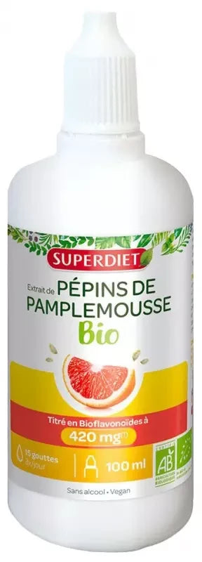Superdiet Pamplemousse 420 mg Bio Sans Alcool - Flacon de 100 ml