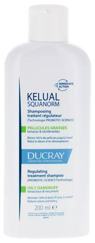Ducray Kelual Squanorm Shampoing Traitant Régulateur Pellicules Grasses & Récidivantes 200 ml