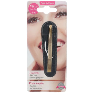 Vitry Prestige Pince à épiler mors biais, doré
