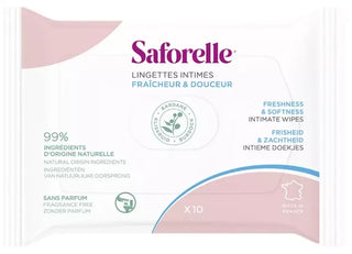 Saforelle Lingettes Intimes Fraîcheur et Douceur 10 Lingettes
