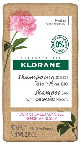 Klorane Pivoine Shampoing Solide Apaisant à la Pivoine Bio - Cuir Chevelu Sensible 80 g