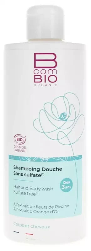 BcomBIO Shampoing Douche Sans Sulfate Corps et Cheveux Bio 500 ml