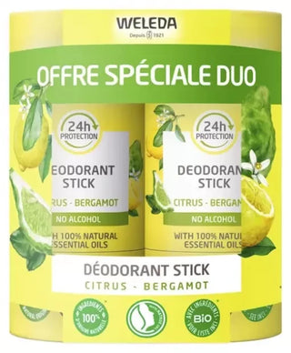Weleda Déodorant Citrus Bergamote Stick Lot de 2 x 50 g