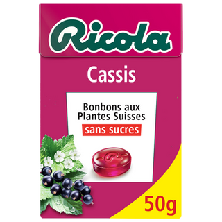 RICOLA Bonbons Suisses aux plantes - Cassis - Sans sucres - 50g