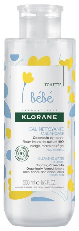 Klorane Calendula Bébé - Eau Nettoyante au Apaisant - Peau Normale 500 ml