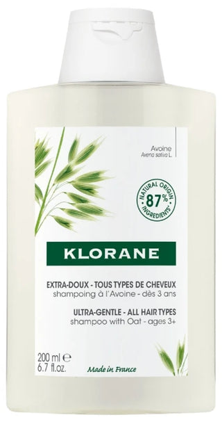 Klorane Avoine Shampoing Extra-Doux au Lait d'Avoine - Usage Fréquent - Tous Types de Cheveux Dès 3 Ans 200 ml