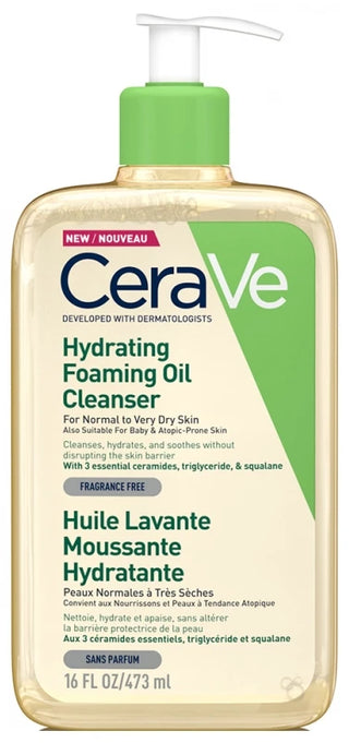 Cerave Huile Lavante Moussante Hydratante 473 ml Pour Les Peaux Normales à Trèsèches Les Peaux à Tendance Atopique