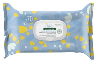 Klorane Calendula Bébé - Lingettes Nettoyantes Douces au Apaisant - Peau Normale à Sèche - 70 Unités