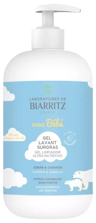 Laboratoires de Biarritz Bébé Gel Lavant Surgras Corps & Cheveux Sans Parfum Bio 500 ml