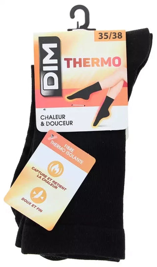 DIM Chaussettes Noires Thermo 1 Paire - Taille : 35/38