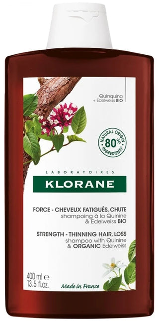 Klorane Quinine Shampoing Fortifiant à la Quinine & Edelweiss Bio Chute de Cheveux Fatigués 400 ml
