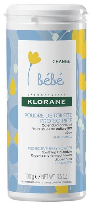 Klorane Calendula Bébé - Poudre de Toilette Protectrice au Apaisant - Peau Normale 100 g