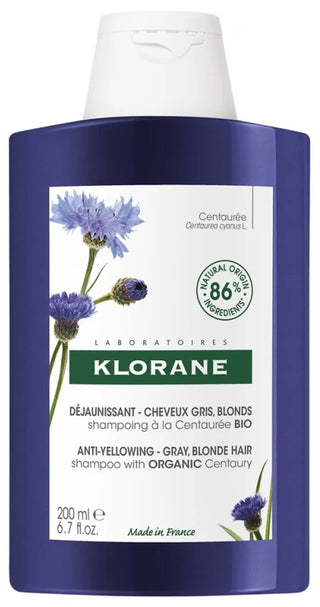 Klorane Shampoing Déjaunissant à la Centaurée Cheveux Gris Blonds 200 ml