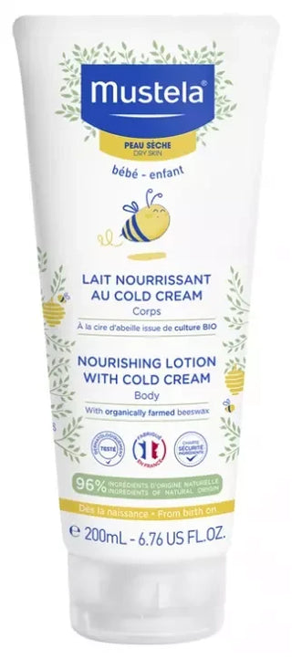 Mustela Lait Nourrissant au Cold Cream à la Cire d'Abeille Bio Peau Sèche 200 ml
