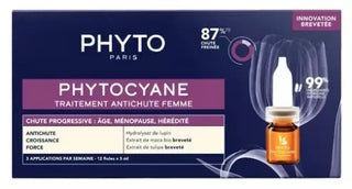 Phyto Phytocyane Traitement Antichute Femme - Chute Progressive - 12 Fioles X 5 ml