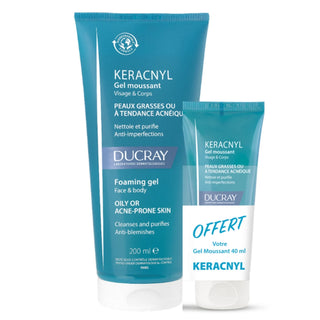 Ducray keracnyl gel moussant anti imperfections 200ml + 40ml offert