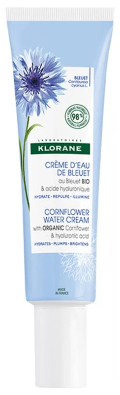 Klorane Bleuet Crème d'Eau au Bleuet Bio et Acide Hyaluronique - Visage et Yeux 30 ml