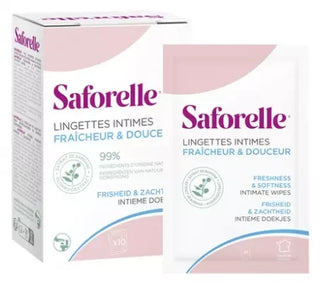 Saforelle Lingettes Intimes Fraîcheur & Douceur 10 Lingettes Individuelles