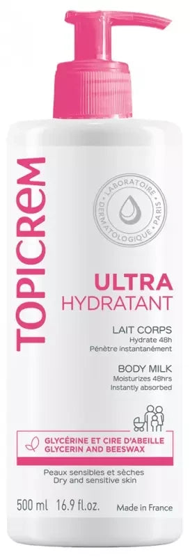 Topicrem Lait Corps Ultra Hydratant (Peaux Sèches et Sensibles) 500 ml
