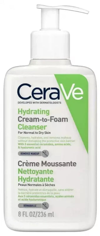 CeraVe Crème Moussante Nettoyante Hydratante Visage Peaux Normales à Sèches 473 ml