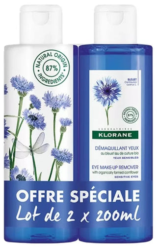 Klorane Bleuet Démaquillant Yeux au Bleuet Bio - Yeux Sensibles - Offre Spéciale Duo 2 x 200 ml