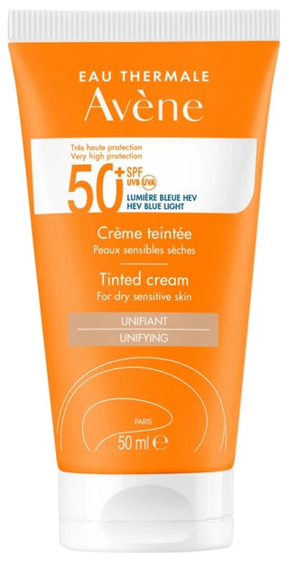 Avène Eau Thermale - Solaire - Crème 50+ Uvb Uva Lumière Bleue Hev Peaux Sensibles Sèches Teintée 50 ml