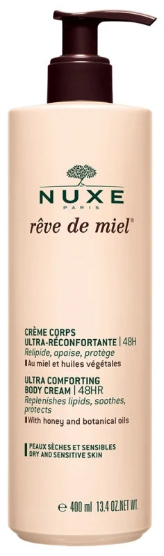 Nuxe Rêve de Miel Crème Corps Ultra-Réconfortante 24H (Peaux Sèches et Sensibles) 400 ml