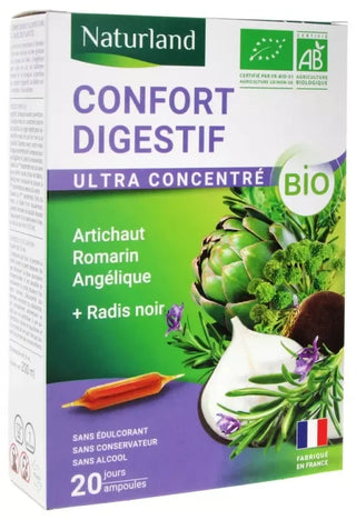 Naturland Confort Digestif Bio 20 Ampoules Buvables de 10 ml