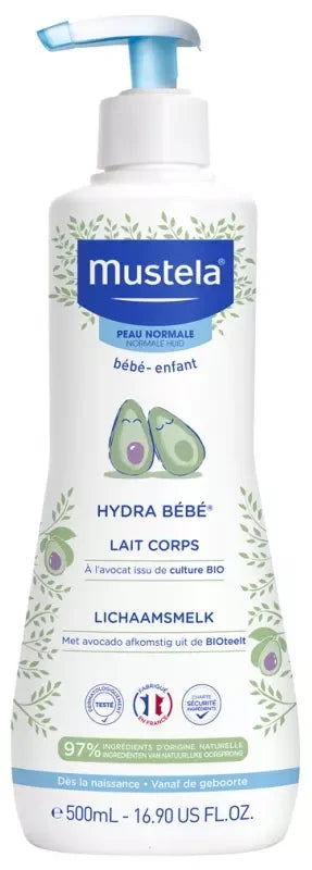 Mustela Hydra Bébé Lait Corps à l'Avocat Bio 500 ml