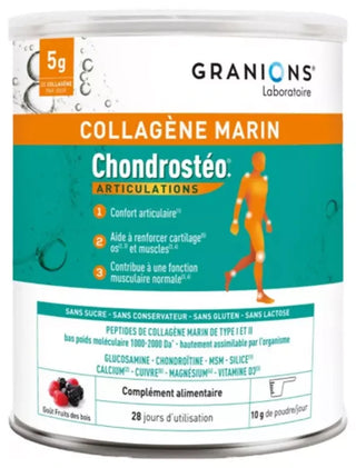 Granions Chondrostéo Collagène Marin Poudre - Fruits des Bois - 28 Jours