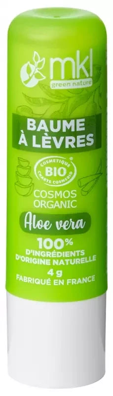 Mkl Green Nature Baume à Lèvres Bio 4 g - 100% Naturel - Goût : Aloe Vera