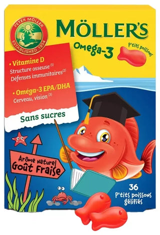 Möller's Oméga 3 36 P'tits Poissons Gélifiés - Goût : Fraise