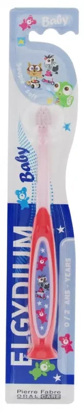 Elgydium - Brosse à Dents Souple Bébé 0/2 Ans - Couleur : Rose