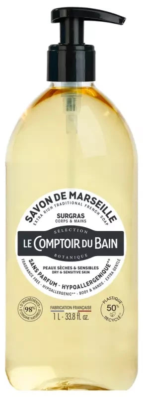 Le Comptoir du Bain Savon de Marseille Surgras Sans Parfum 1 l