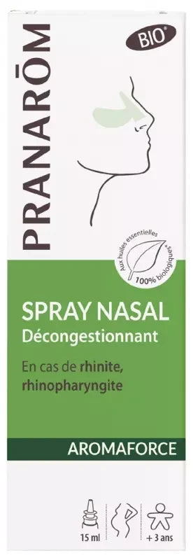 Pranarôm Aromaforce Spray Nasal Décongestionnant Bio (Eco) Composé d'Huiles Essentielles Pures et Naturelles 15 ml